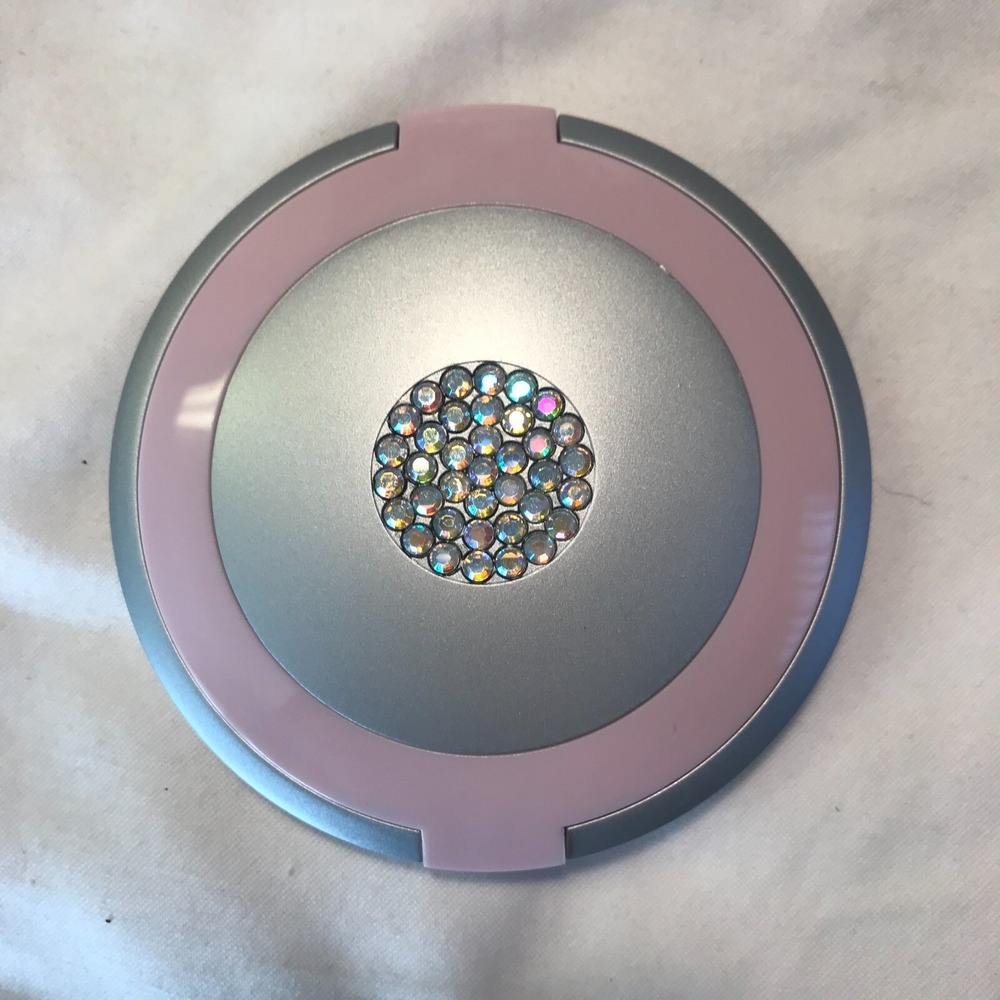 Avon "Reflections Of You" Compact Mirror 2005 NIB Pink Silver Jeweled Bling
